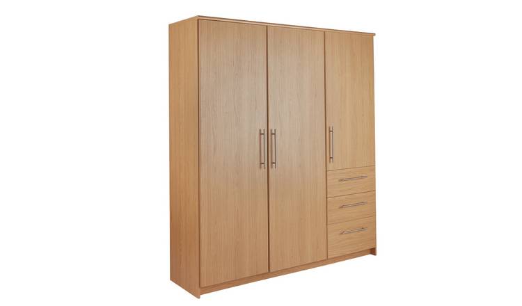 3 door oak wardrobe with deals drawers