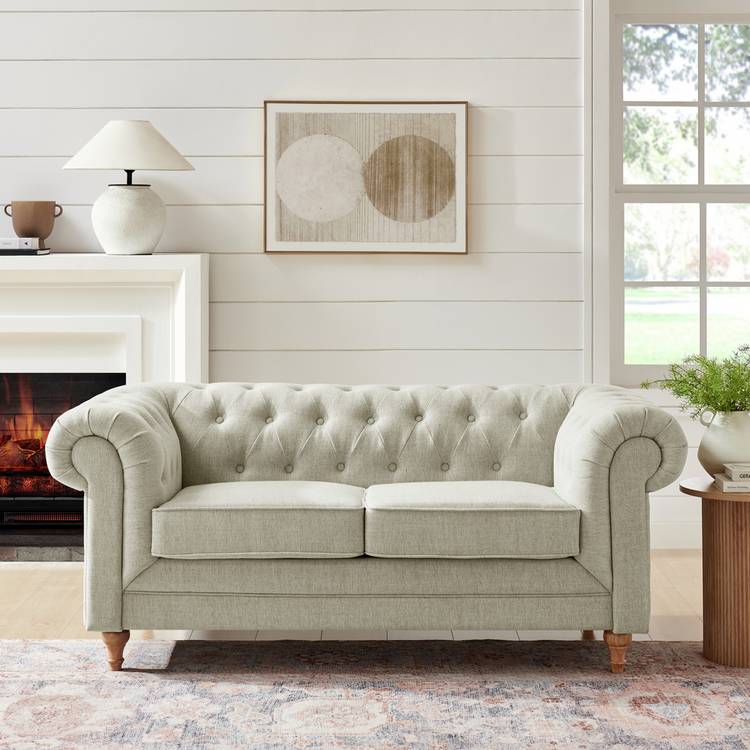 Habitat Chesterfield 2 Seater Fabric Sofa - Natural 0