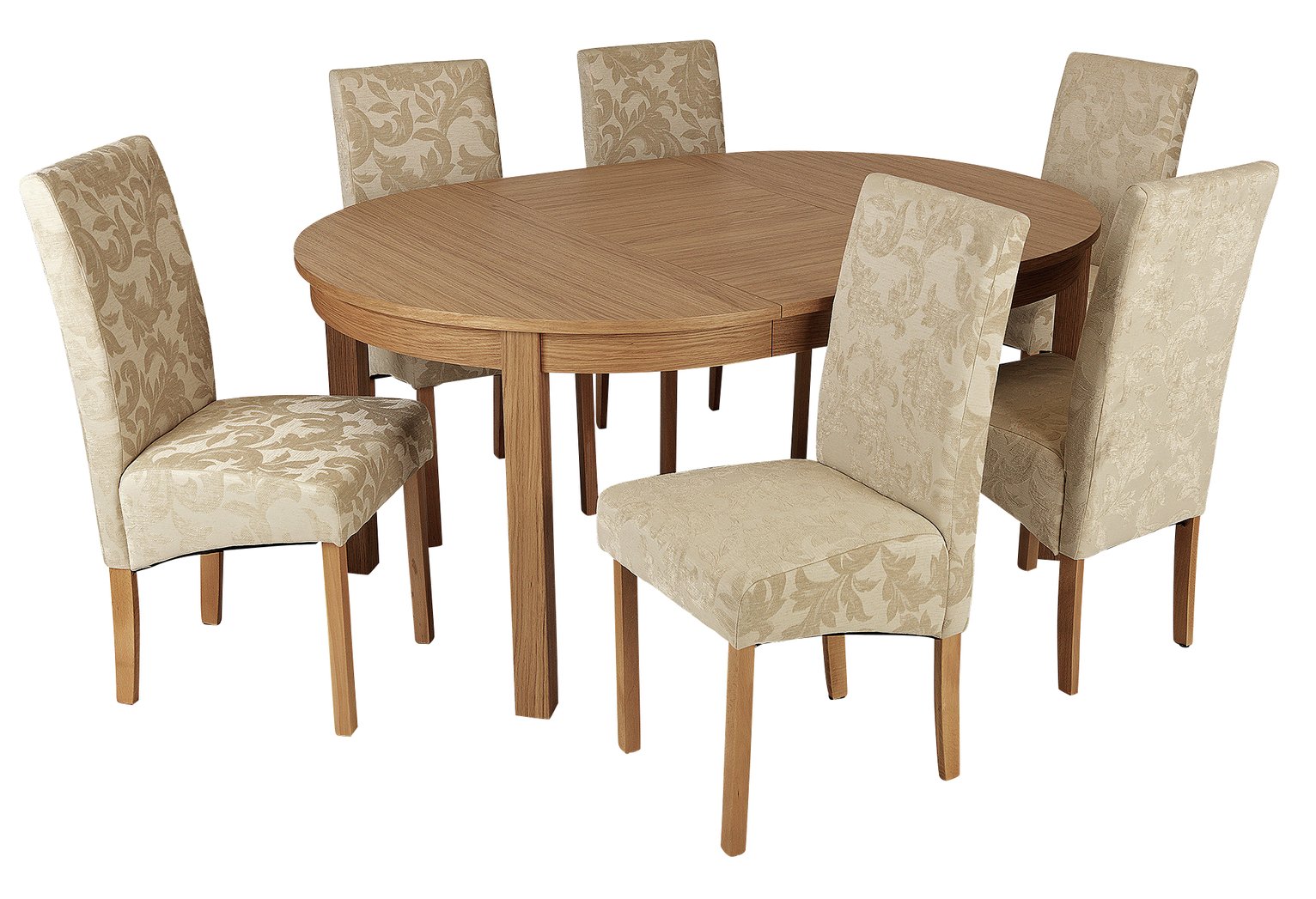 Argos Home Clifton Extending Table & 6 Cream Damask Chairs