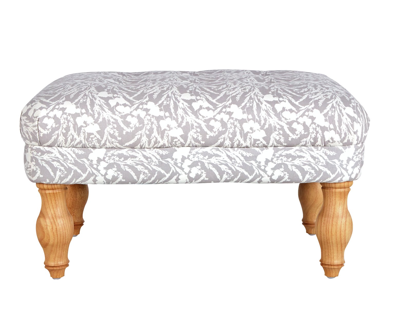 Argos Home Macy Fabric Footstool - Light Grey Floral