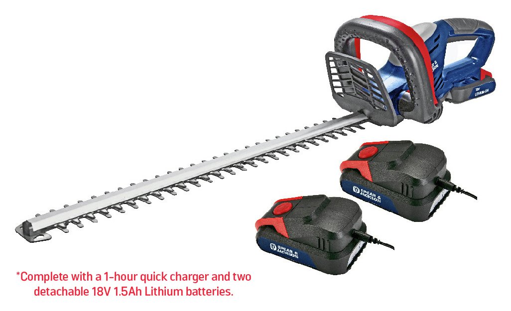 spear and jackson cordless hedge trimmer with 2 batteries