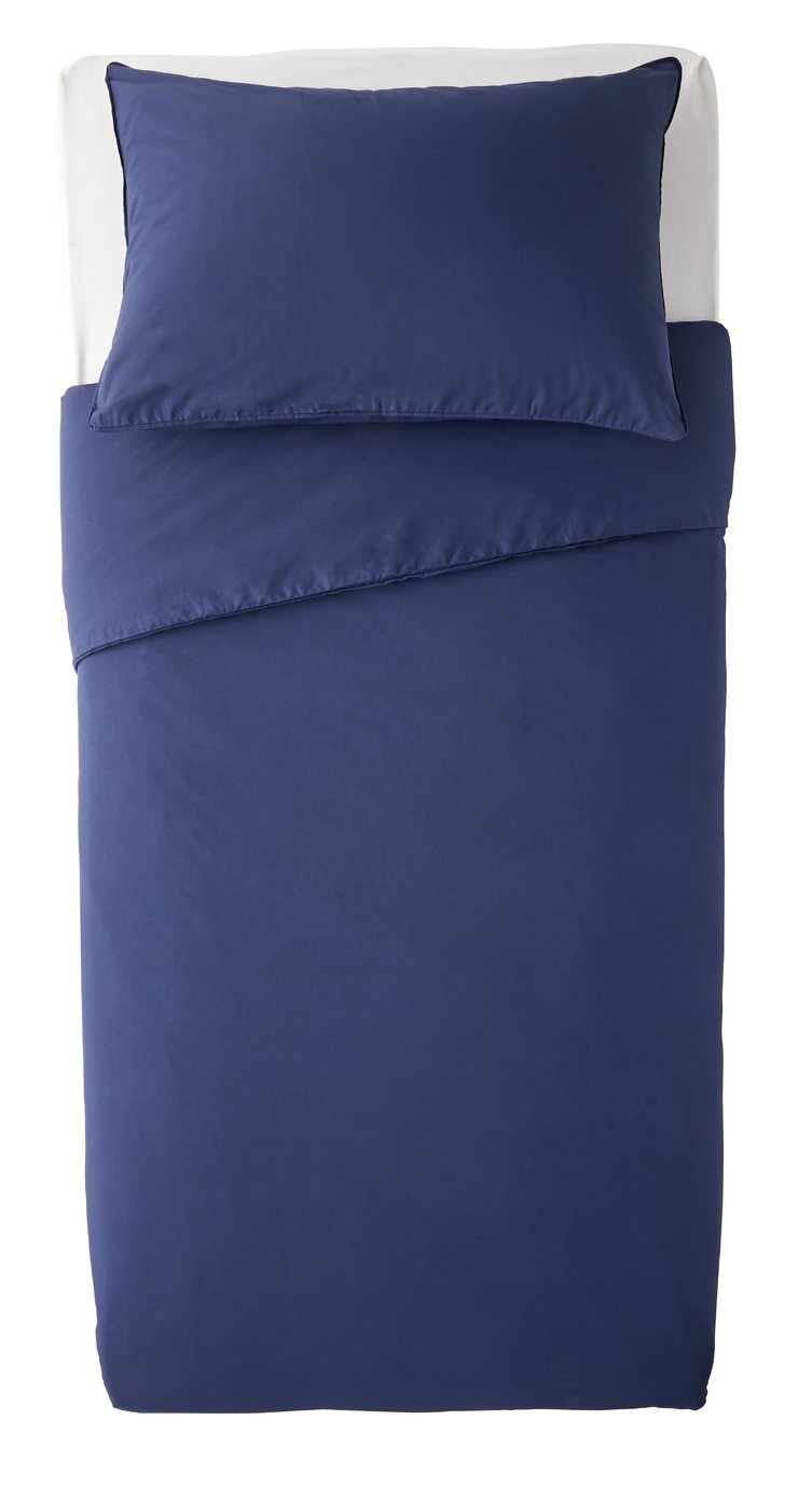 Habitat Cotton Rich 180 TC Plain Navy Bedding Set - Single