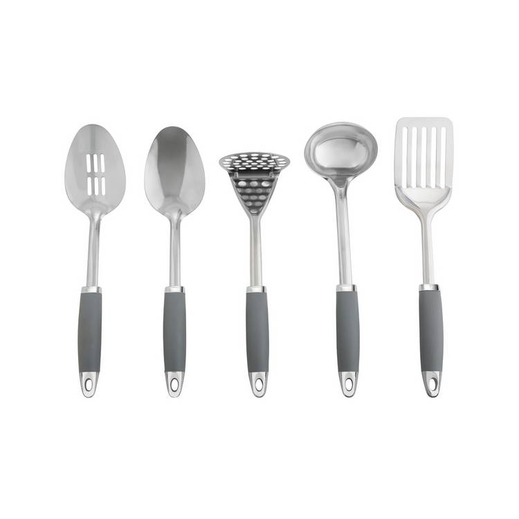 Argos Home 5 Piece Stainless Steel Utensils and Caddy - Grey 0