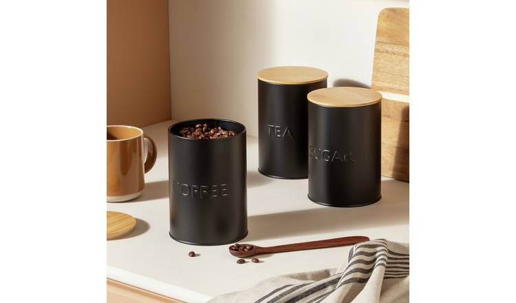 Habitat Embossed Text 3 Piece Food Storage Canisters