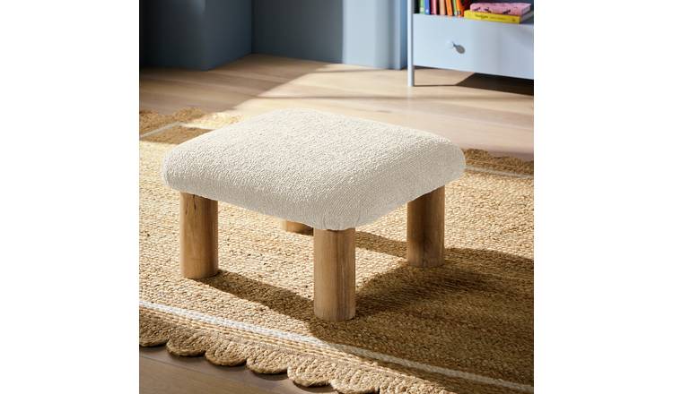 Habitat May Chenille Fabric Footstool - Natural