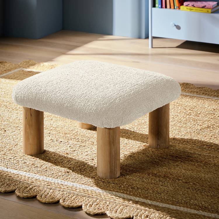 Habitat May Chenille 60x60 Fabric Footstool - Natural 0