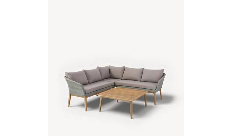 Royalcraft 5 Seater Square Wood Sol Corner Lounging Rattan Set - Grey