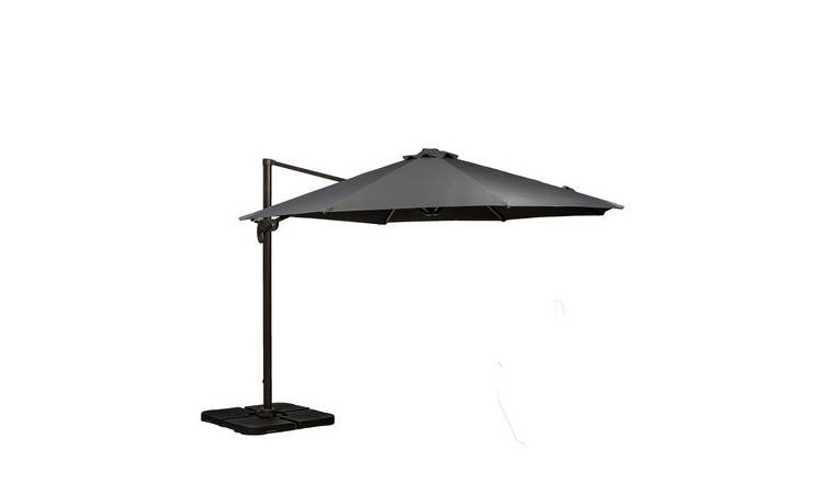 Royalcraft 3.5m Round Solar LED Cantilever Garden Parasol - Grey