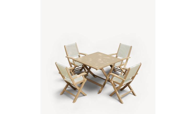 Royalcraft 4 Seater Folding Space Saving Square Wood Bistro Set - Natural