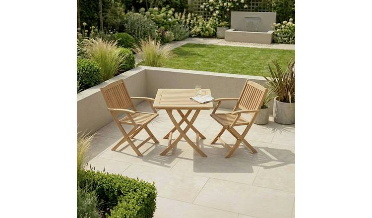 Royalcraft 2 Seater Folding Space Saving Square Wood Bistro Set - Natural Wood