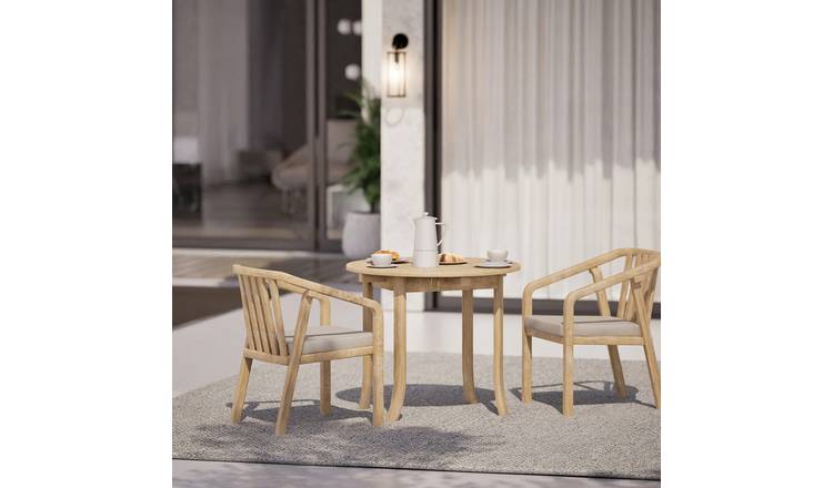 Royalcraft 2 Seater Round Wood Bistro Dining Set - Natural Wood