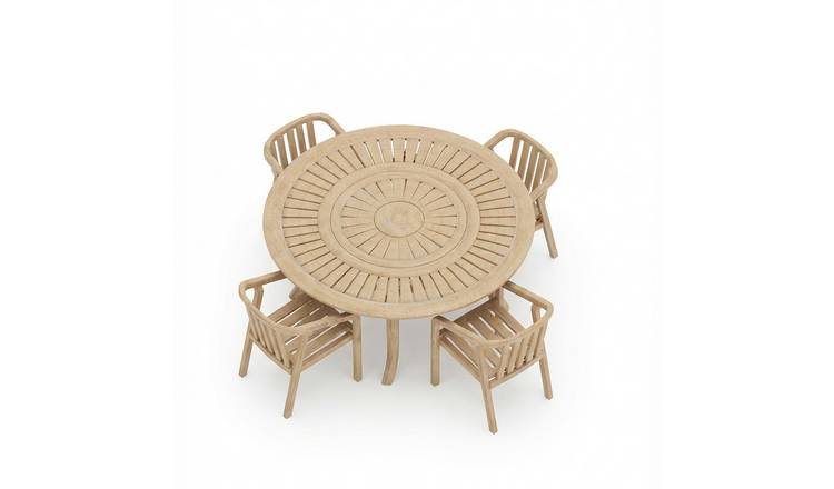 Royalcraft 4 Seater Round Wood Dining Set - Natural Wood