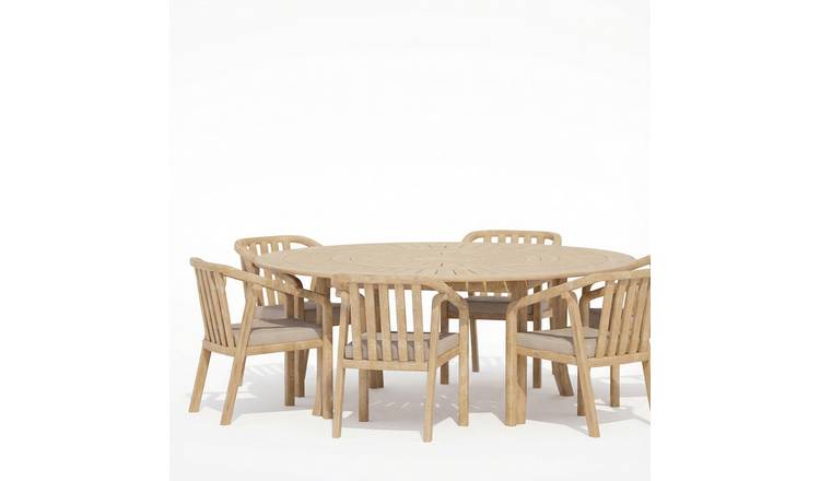 Royalcraft 6 Seater Round Wood Dining Set - Natural Wood
