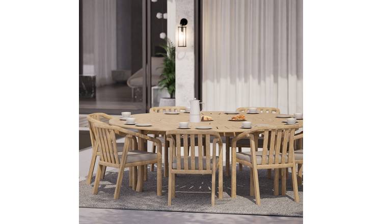 Royalcraft 8 Seater Round Wood Dining Set - Natural Wood