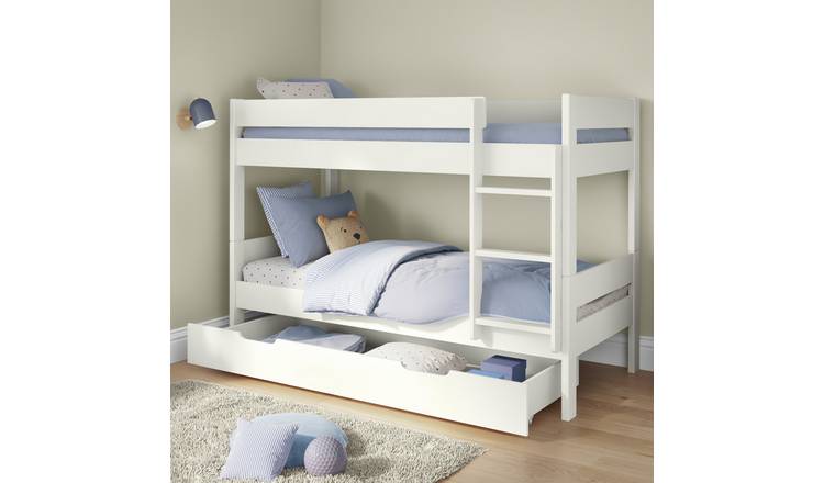 Stompa Compact Single Detachable Bunk Bed With Trundle Drawer - White