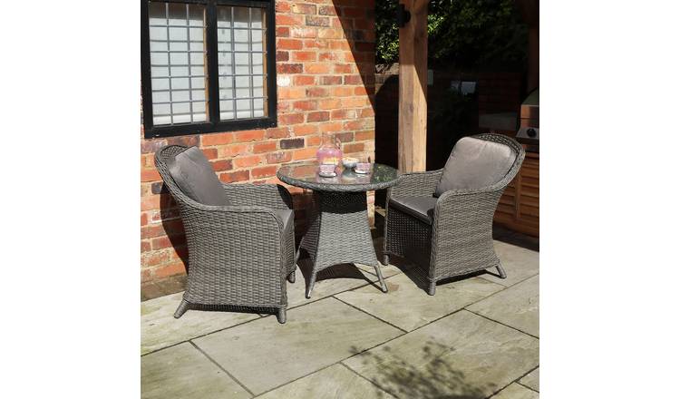 Royalcraft 2 Seater Round Rattan Carver Bistro Set - Grey