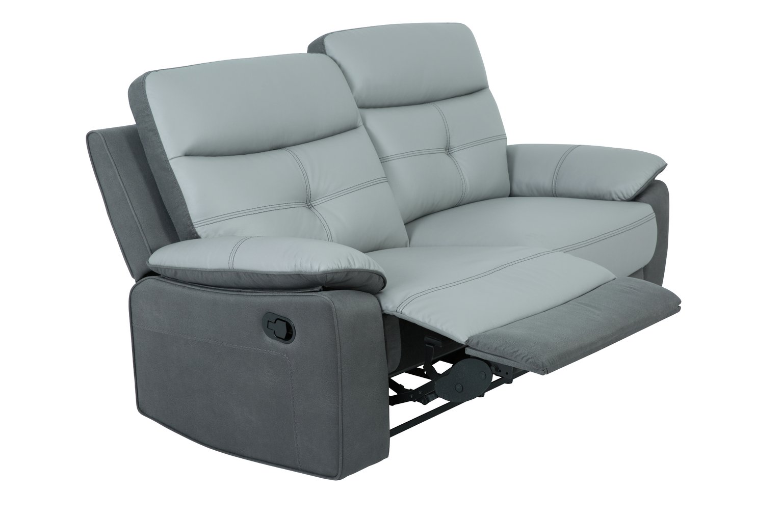 Argos Home Charles Leather Mix 3 Seater Recliner Sofa - Grey