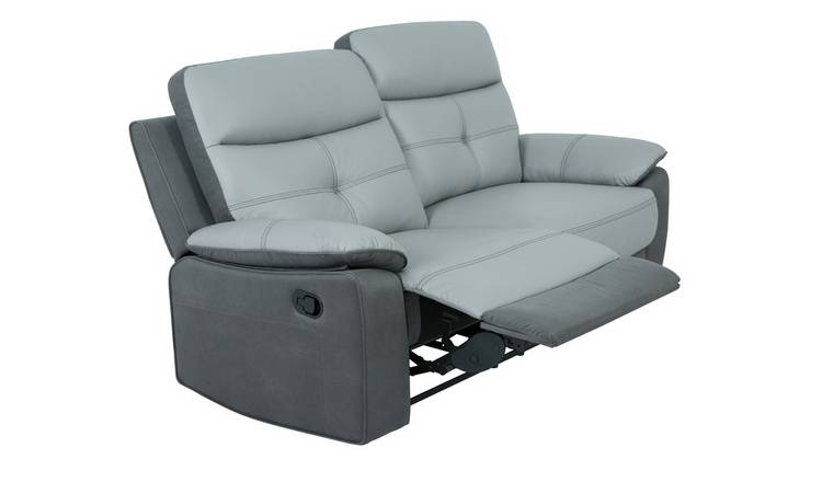 Argos Home Charles 3 Seater Leather Mix Recliner Sofa - Grey
