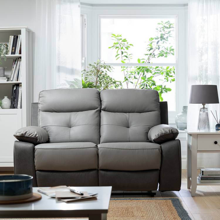Argos Home Charles Leather Mix 3 Seater Recliner Sofa - Grey 0