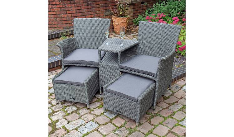 Royalcraft 2 Seater Square Rattan Companion Set - Grey