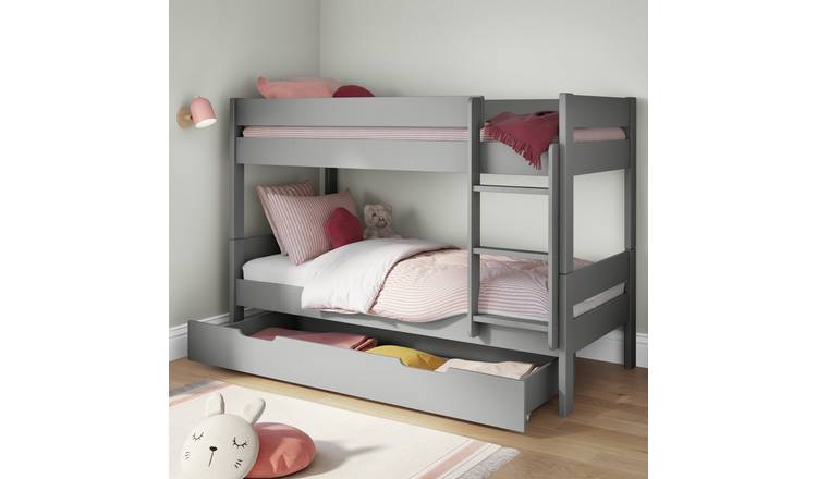 Stompa Compact Single Detachable Bunk Bed With Trundle Drawer - Grey