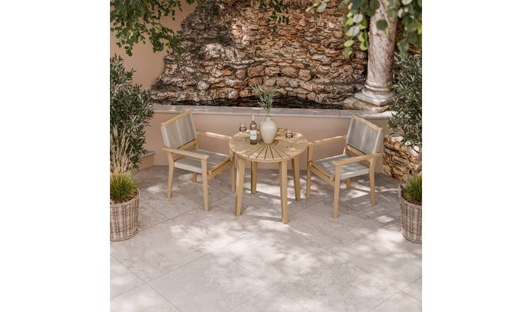 Royalcraft 2 Seater Round Wood Stacking Roma Bistro Set - Natural Wood