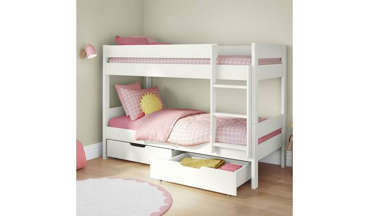 Stompa Compact Single Detachable Bunk Bed Frame With Drawers - White