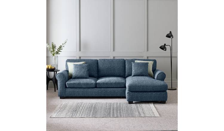 Argos Home Lisbon Fabric Right Hand Corner Chaise Sofa Bed - Blue