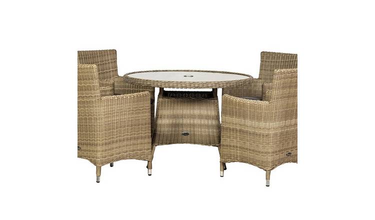 Royalcraft 4 Seater Round Rattan Carver Dining Set - Beige