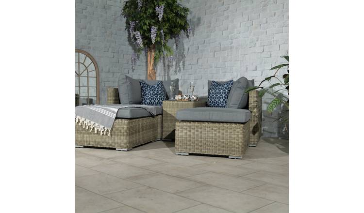 Royalcraft 4 Seater Rectangular Rattan Multi Setting Relaxer Set - Beige