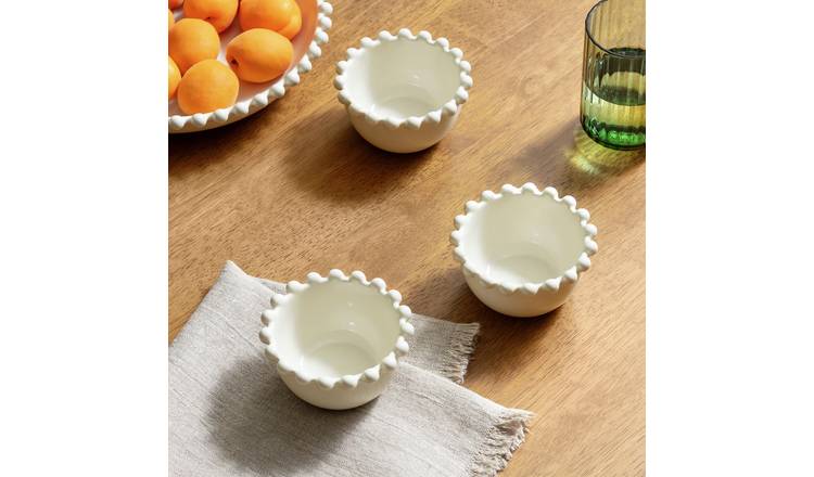 Habitat Bobbin 3 Piece Stoneware Nibble Bowls - Cream
