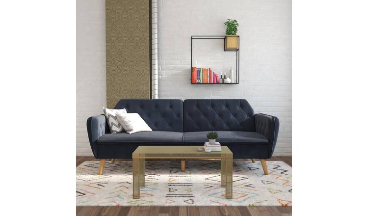 Novogratz Tallulah Velvet Futon Sofa Bed - Blue