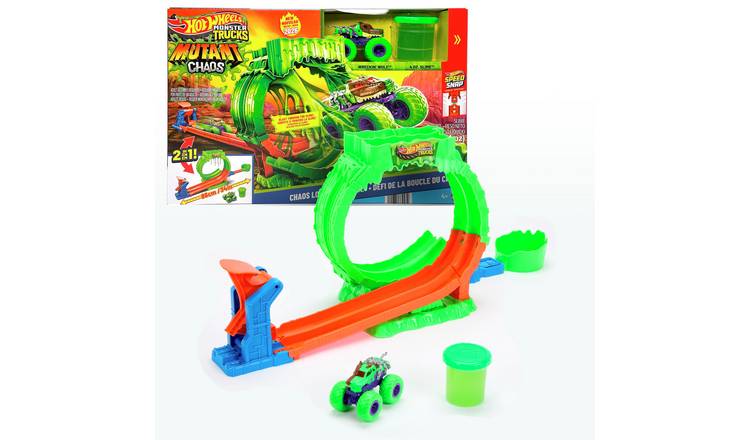 Hot Wheels Monster Trucks Mutant Chaos, Loop Challenge Playset with Slime