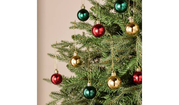 Argos Home Red, Green and Gold Shatterproof Christmas Baubles - Pack of 9