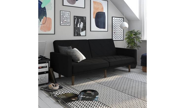 Dorel Paxson Fabric Small Double Chaise Sofa Bed - Black