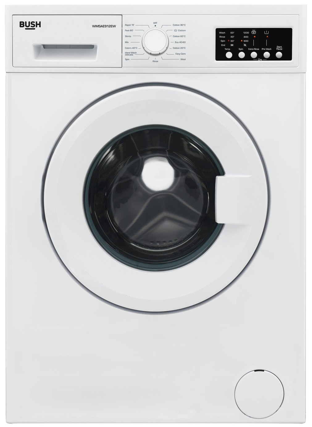 Bush WMSAE912EW 9KG 1200 Spin Washing Machine