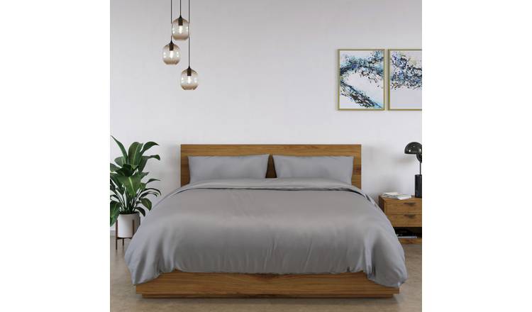 Panda Bamboo 320 TC Plain Light Grey Fitted Sheet - Superking
