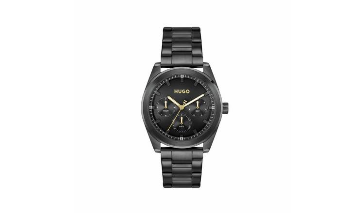HUGO Gents Bright Sport Black IP Bracelet Watch