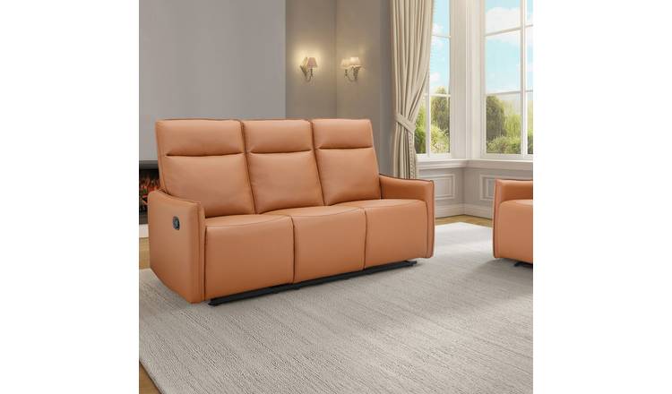 Dorel Lugo Faux Leather 3 Seater Recliner Sofa- Brown