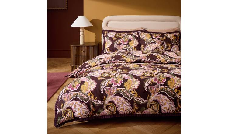 Habitat Luxe Paisley Trim Purple Bedding Set - Double