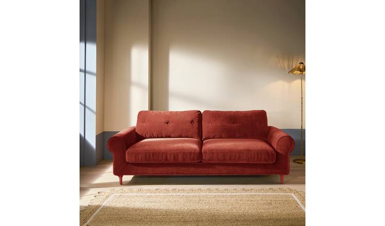 Habitat Chester Fabric 3 Seater Sofa - Rust