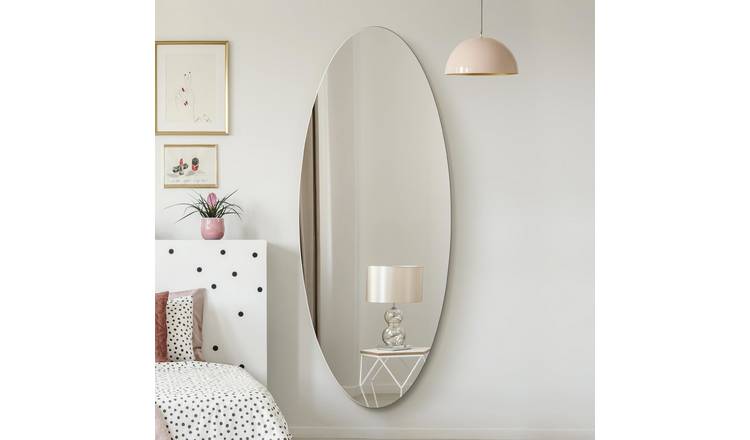 MirrorOutlet Ovale Black Wood Oval Wall Mirror - 180x70cm