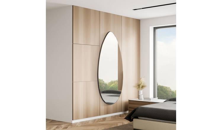 MirrorOutlet Black Wood Tear Drop Wall Mirror - 160x60cm
