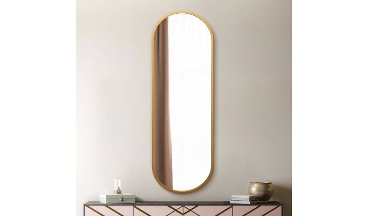 MirrorOutlet Vultus Gold Metal Arch Wall Mirror - 180x60cm