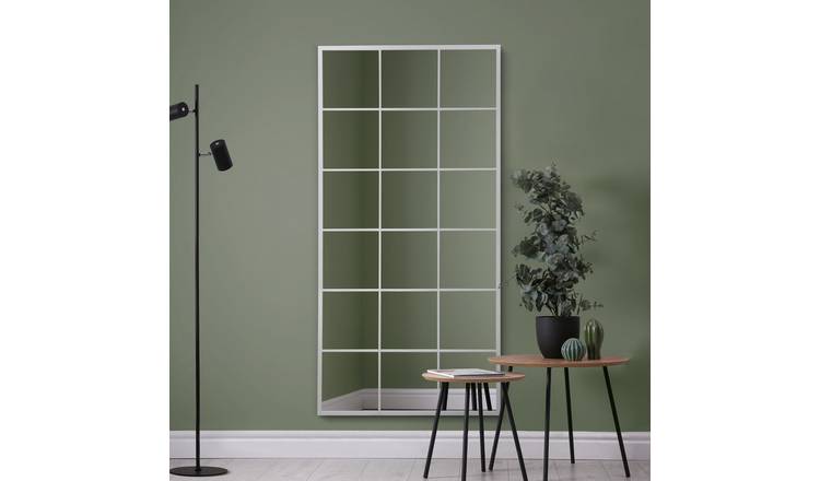 MirrorOutlet Fenestra White Metal Wall Mirror - 174x85cm