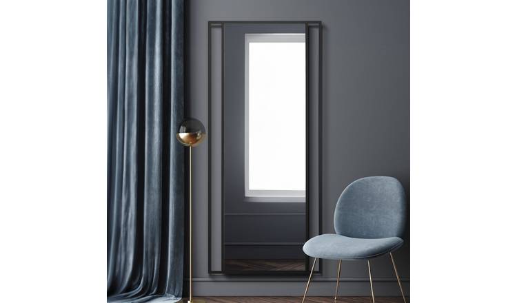 MirrorOutlet Fenestra Black Metal Wall Mirror - 180x80cm