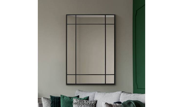 MirrorOutlet Fenestra Black Metal Wall Mirror - 100x70cm