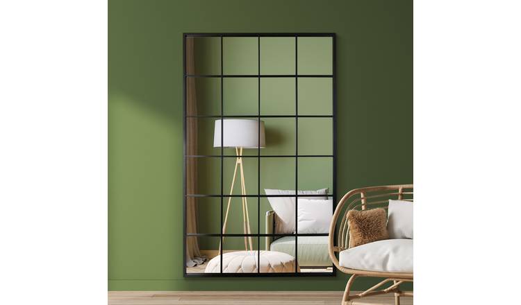 MirrorOutlet Fenestra Black Metal Wall Mirror - 174x110cm