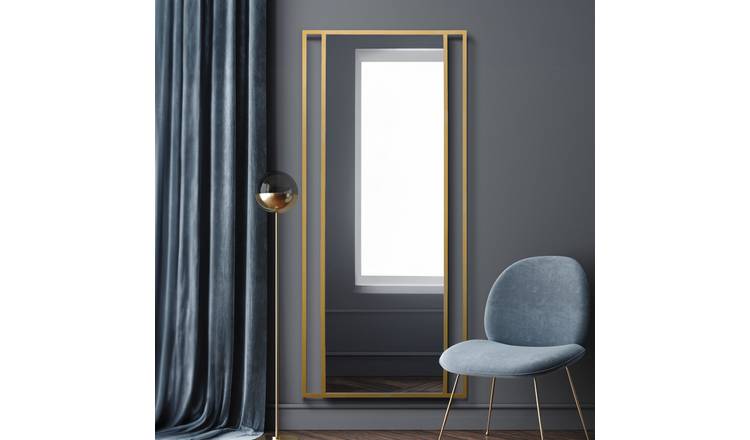 MirrorOutlet Fenestra Gold Metal Wall Mirror - 180x80cm