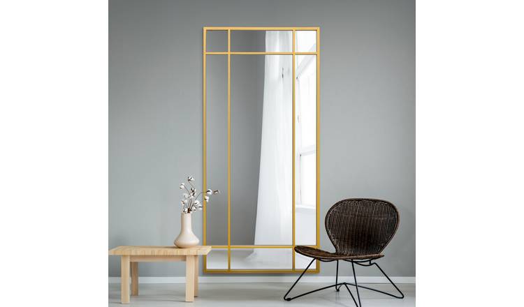 MirrorOutlet Fenestra Gold Metal Wall Mirror - 180x85cm